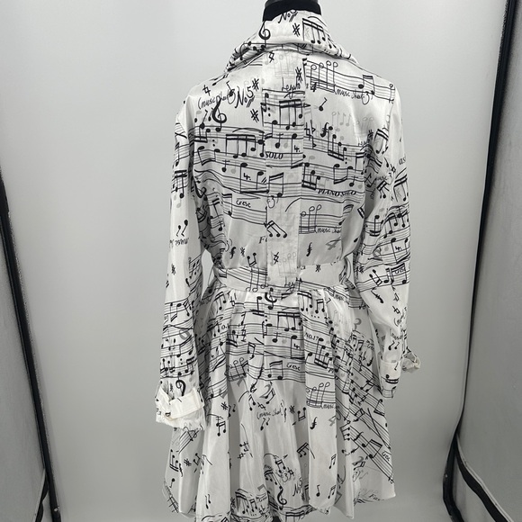 Samuel Dong trench coat White Music Note Print size petite - Picture 6 of 9